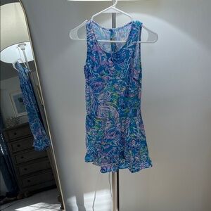 Lilly Pulitzer girls 12-14 Pastel Swirl Print romper in Mint, Pink, Blue, Yellow